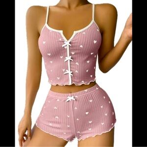 Pink & White, Heart, Pajama Set